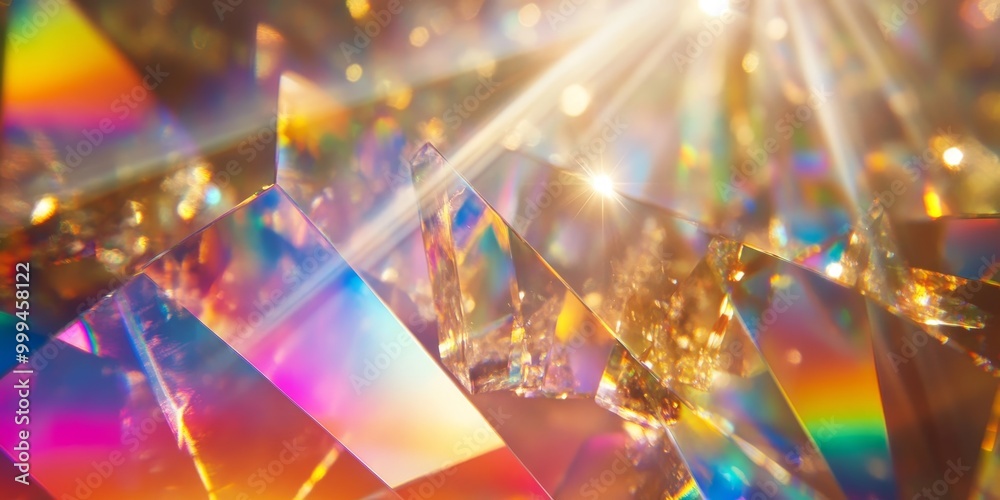 Aufkleber light refracting through a prism, with the visible spectrum splitting into component colors in stunning detail.