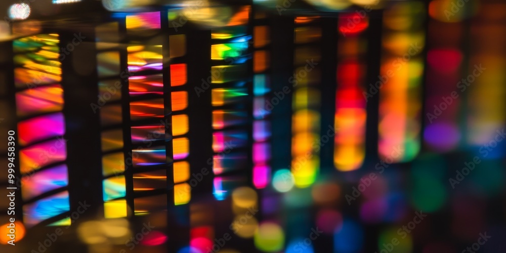 Aufkleber a diffraction grating dispersing light into its spectral components, with intensity distribution visible.