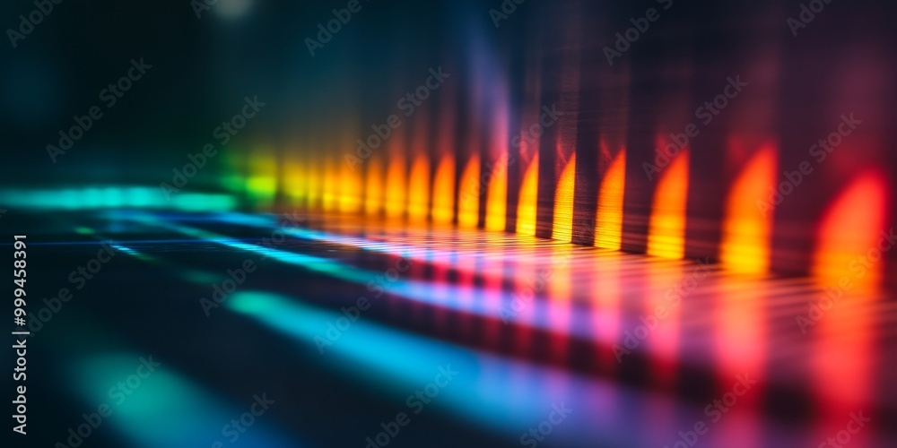 Aufkleber a diffraction grating dispersing light into its spectral components, with intensity distribution visible.