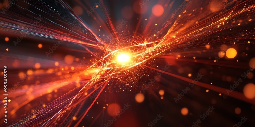 Poster a quantum dot emitting photons, with the quantum confinement effect visible at the nanoscale.