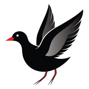 black bird flying with red beak clip art preview