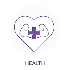 Vector icon for Health. Heart with a medical cross representing overall health and wellness.