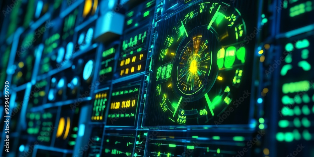 Poster radiation detectors monitoring radioactive decay, with alpha, beta, and gamma particles detected in real-time.