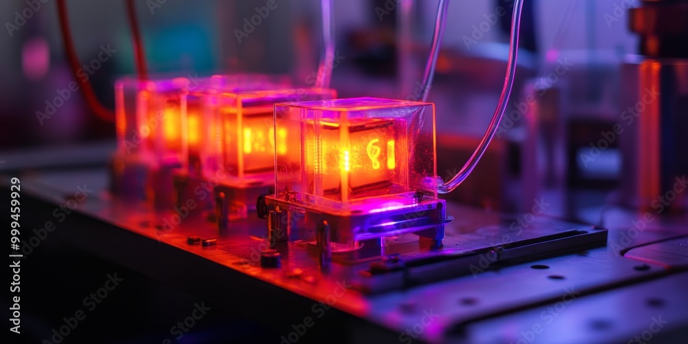 Poster a heat conduction experiment, with temperature sensors tracking thermal energy transfer through vari