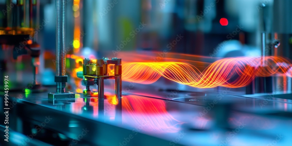 Poster a heat conduction experiment, with temperature sensors tracking thermal energy transfer through vari