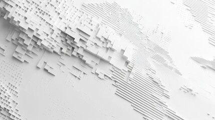 Abstract geometric patterns form intricate signs on a white backdrop, creating a minimalist and pure artistic expression