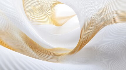 Abstract signs of growth with swirling golden lines form a mesmerizing pattern on a white background, symbolizing vitality and expansion