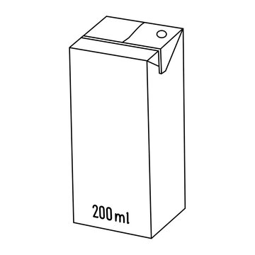 箱形の紙の容器に入った200mlの飲み物（線画）