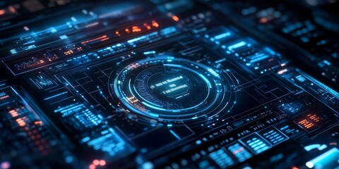 Fototapeta premium a futuristic interface for managing tech-enabled services, featuring interactive elements, real-time data visualization, and advanced control panels.