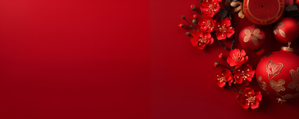 Chinese new year  RED background with copy space 