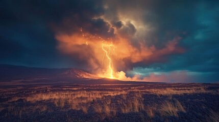 Fototapeta premium Volcanic Lightning Storm