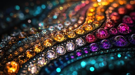 Fototapeta premium Mesmerizing swirling trails of colorful jewelries form intricate patterns on a dark background, creating a stunning artistic spectacle