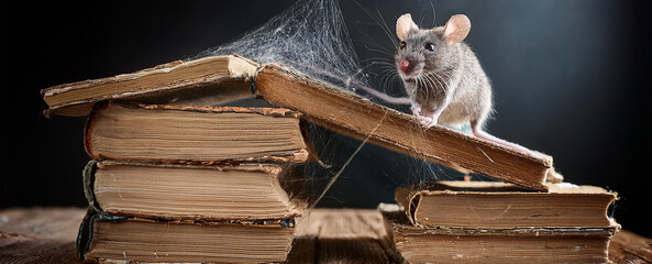 Pila di libri su un vecchio tavolo