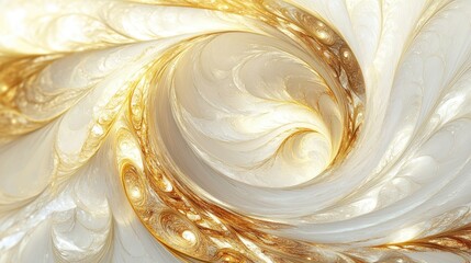 Thriving abstract patterns swirl gracefully on a white-golden background, with intricate lines symbolizing flourishing energy