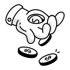  Money loss icon in drawing style

