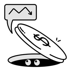 Money decline icon in sketchy style

