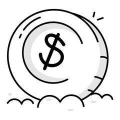 A sketchy icon of a coin 

