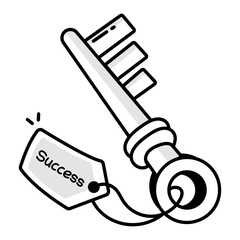 Success key icon in drawing style

