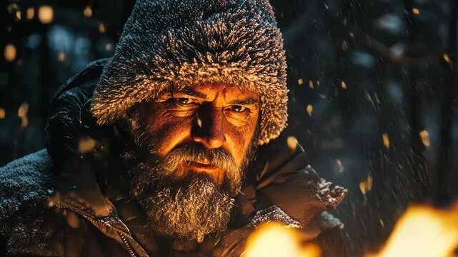 Winter Survival: Man by Fire