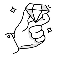 Diamond icon in doodle style

