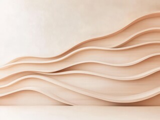 Obraz premium A serene interior design featuring wavy wood panels, creating a harmonious and calming atmosphere in modern spaces.
