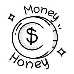 Money icon in doodle style 
