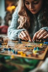 Fototapeta premium Girl playing board game