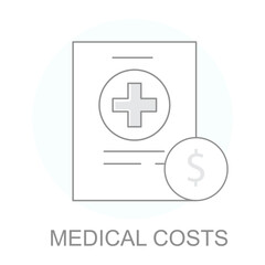 Fototapeta premium Vector icon for Medical Costs. Document and dollar symbol representing medical billing and healthcare expenses.
