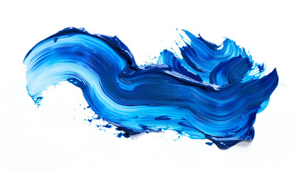 Abstract brushstroke of blue paint isolated on white