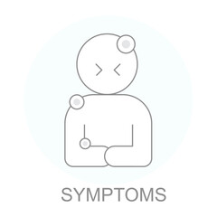 Vector icon for Symptoms. Person showing symptoms representing early signs of illness and health concerns.