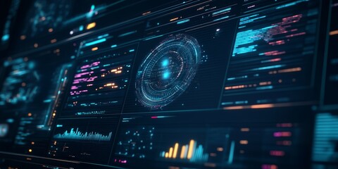 Obraz premium a cognitive computing dashboard, where real-time data analysis provides AI-driven insights for advanced decision-making.