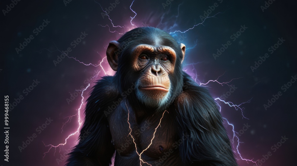 Poster Chimpanzee with Lightning