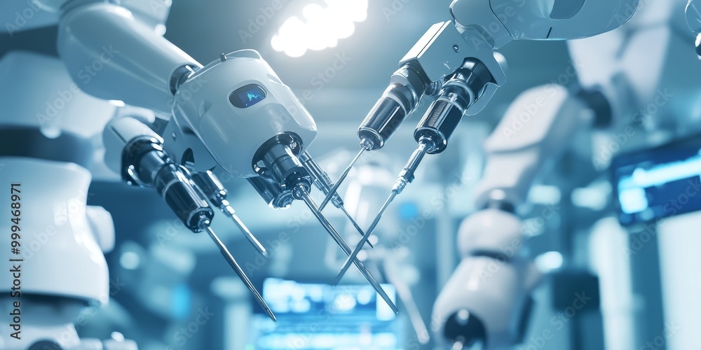 Leinwandbilder macro shot of an ai-assisted robotic surgeon, performing delicate procedures with precision instrume
