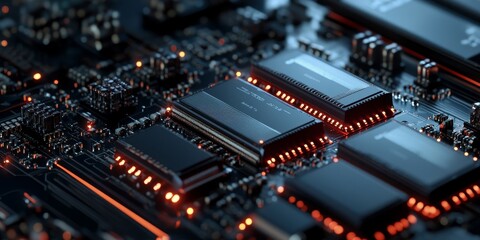 Detailed view of an AI data processing unit, featuring multiple cores executing complex computations for high-performance processing.