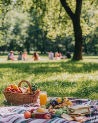 Relaxing Picnic Scene in a Lush Green Park