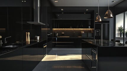 Modern Black Kitchen Interior Design