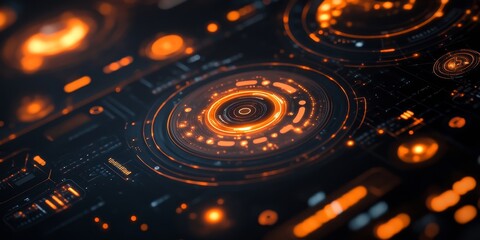 a space-themed app UI featuring glowing orbits, touch-sensitive star maps, and advanced cosmic data controls.