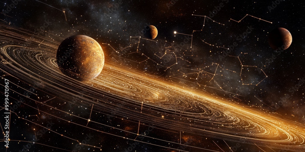 Poster Advanced space app interface with real-time planetary data, 3D star models, and interactive celestial navigation tools.