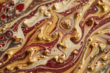 Intricate Swirls of Aged Textures on Antique Book Marbled Endpapers, capturing the rich history and craftsmanship of vintage literature through detailed patterns and colors.
