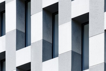 Obraz premium Abstract patterns on a contemporary building facade, showcasing innovative architectural design, vibrant textures, and unique visual elements that inspire creativity and modernity.