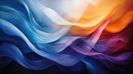 Obraz premium An abstract wave design blending vibrant colors of orange, blue, and purple, perfect for backgrounds or artistic representations.