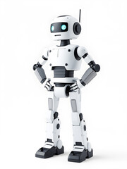  robot with hands on hips isolated on a white background