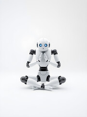 Fototapeta premium 3d rendering of a robot sitting on the floor with white background