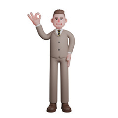 3D Professional Male in Lawyer Role. A male lawyer is seen standing with his right hand raised giving an 