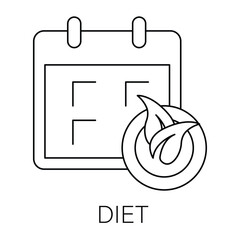 Vector icon for Diet. Calendar with a nutrition plan to represent healthy eating habits and medical advice.