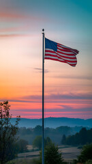 American Flag at Twilight