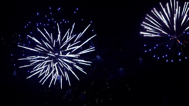 Celebrate the countdown to the new year with a breathtaking display of colorful fireworks that light up the night sky in a festive atmosphere, captivating everyone watching