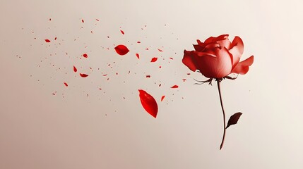 Minimalist abstract design with a delicate rose falling to symbolize enduring love