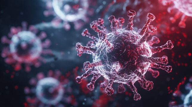 microscopic view of Human Immunodeficiency Virus (HIV-1) - Retroviridae virus, medical media image