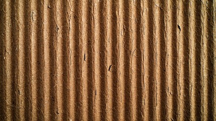 A textured brown corrugated cardboard surface showcasing slight bends and imperfections, exuding a rustic and industrial aesthetic, perfect for creative designs or backgrounds